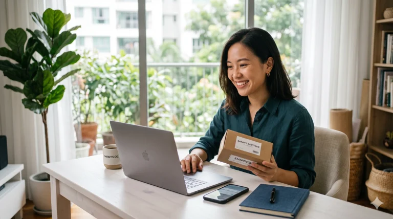 Southeast Asian woman · Clean Home Office · confident/empowered